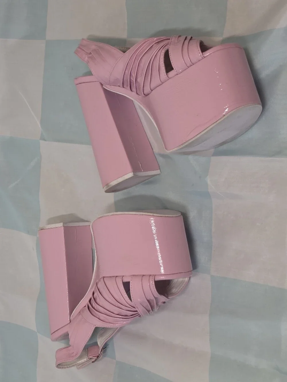 Jeffrey Campbell Pink Patent ROCK-IT-2 Platform Sandals 8.5